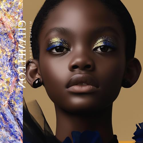 ecofavor Duochrome Shimmering Eyeshadow - Blue Base with Gold Shift, High-Pigment Metallic, Iridescent, Hypoallergenic, Travel-Friendly Single Compact, #12