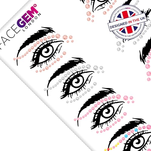 Face Gems ? Face Jewels - Self-Adhesive Rhinestone Face Jewels for Makeup, Party & Rave Looks - Eye Gems, Face Glitter, Festival Face Gems, Glitter Tattoo, Self- Adhesive Festival Gems (Multicolor)