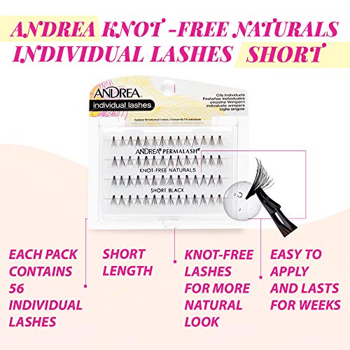 Andrea Knot-Free Naturals Individual Lashes - Short, Black, Natural Look DIY Lash Clusters, Reusable Eyelash Extensions for Daily Wear, 2 Pack