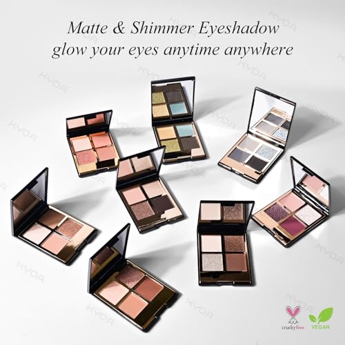 KYDA 4 Colors Smoky Grey Eyeshadow Palette, Dark Grey Black Eyeshadow, Dark Tone Glitter Eyes Shadow, Ultra-fine Lightweight, High Pigment Eyes Glitter Makeup Mini Eyes Palette