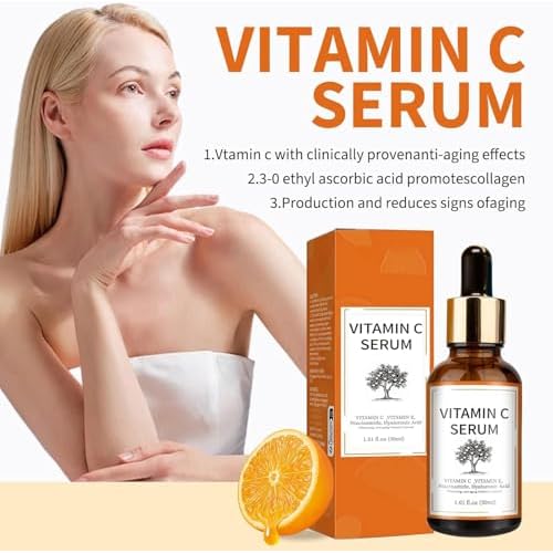 Vitamin C Brightening Serum with Hyaluronic Acid & Vitamin E ? Dark & Even Skin Tone for Women (30ml/1.01 fl.oz.)