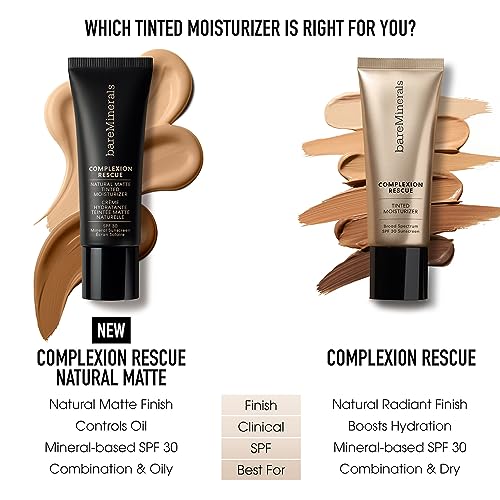 bareMinerals Complexion Rescue Natural Matte Tinted Moisturizer for Face with SPF 30, Tinted Mineral Sunscreen, Sheer-to-Light Coverage, for Oily Skin, Multi-tasking Skincare Infused Makeup