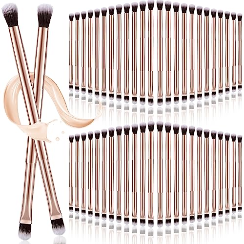 Bokon 50 Pcs Eyeshadow Smudge Brush 2 in 1 £¬ 2 Double Ended Concealer Brush Under Small Soft Firm Pointed Foundation Makeup Applicator for Blending Eye Shadow Liner
