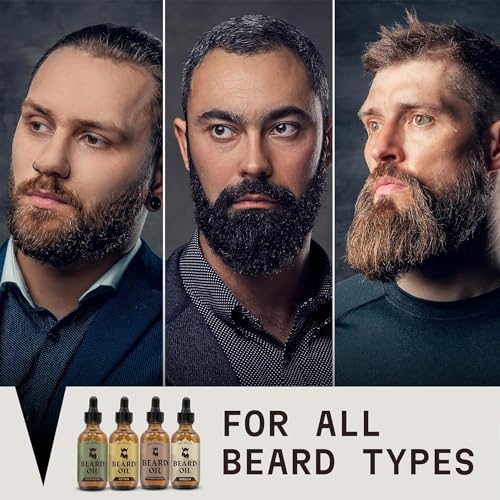 Striking Viking Beard Oil for Men - 0.66 Fl Oz, Pack of 4 - Barber-Style Softening Infusion - Encourages Fuller Beard Growth - Featuring Sandalwood, Vanilla, Cedarwood, Citrus Oil