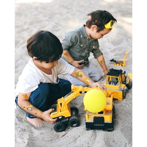 216 Pieces Under Construction Temporary Tattoos Stickers,20 Sheets Yellow and Black Striped Themed Tattoos Stickers Party Decoration Supplies Party favors for Kids Adults