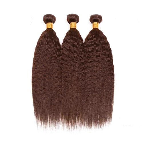 24 24 24 inch Color 4 Bundles Human Hair Brown Yaki Bundles Chocolate Brown Human Hair Bundles Grade 8A Remy Dark Brown Kinky Straight Human Hair Bundles