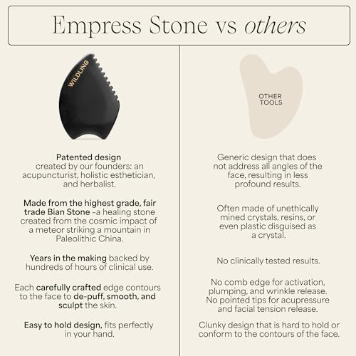 WILDLING Empress Stone Gua Sha Facial Stone I Facial Massage Stone to Lift, Plump, Tone + Sculpt I Patented Design Crafted with 100% Authentic Bian Stone
