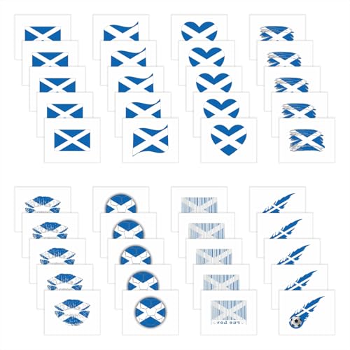 Meme Series Womaha 40 Pcs Individual Scotland Flag Temporary Tattoos for Kids Football Temporary Face Tattoos¡¦