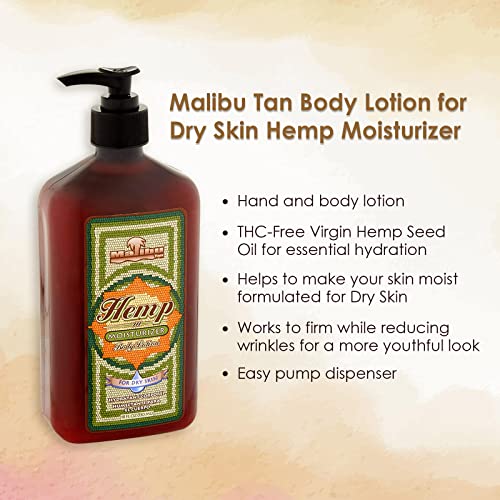 Malibu Tan For Dry Skin Hemp Body Lotion, 18 fl oz (3 Pack)