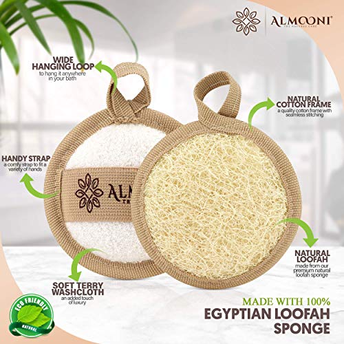 Premium Natural Egyptian Shower Loofah Sponge, Back Scrubber, and Facial Loofah Bundle, Made with Natural Egyptian Shower Loofah Sponge That Gets Your Body Clean