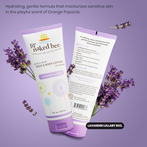 Lil Naked Bee Baby Lotion for Kids (8 oz) Lavender Lullaby Cheeks to Cheeks Face & Body Lotion for Hydrating & Moisturizing Skin