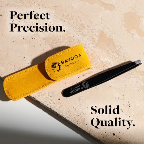 Professional Tweezers for Women and Men - Precision Facial Hair Removal for Eyebrow, Chin, Lips and Splinter Removal, Slant Mini Tweezer and Plucker, Stainless Steel