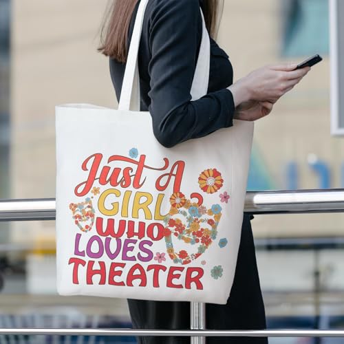 2 Pcs Theater Gifts for Musical Theater Lovers Women Makeup Bag and Tote Bag Retro Flower Comedy Mask Tote for Woman Drama Teacher Retirement Graduation Gifts