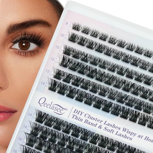 Fluffy Cluster Eyelash Extensions Qeelasee Mink Individual DIY 80D Volume 0.07D Eye Lash Clusters 144pcs Mix8-18mm at home Lash Extensions(80D-0.07D,8-18MIX)