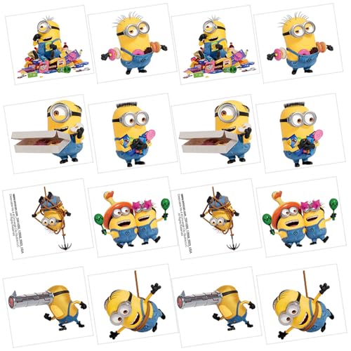 Colorful Despicable Me Temporary Tattoos - 2" x 1.75" (24 Count) - Fun & Easy to Apply Cartoon Character Designs - Perfect for Kids' Parties or Everyday Wear