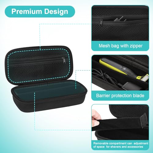 SLODE Hard Travel Case for Philips Norelco OneBlade QP2520 QP2530 QP2724 QP2834 QP2620 QP2630 QP1924 with Handle,Carrying Bag for Hybrid Electric Trimmer and Shaver (Black)