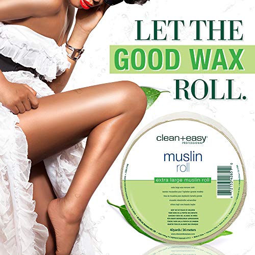 Clean + Easy Muslin Wax Strips ? Extra Large Wax Strip Roll for Full Body & Facial Hair Removal, 3.5" x 40 Yards