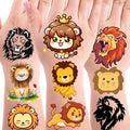 176PCS Lion Tattoos Temporary Stickers Cute Animal Halloween Safari Jungle Birthday Party Supplies Decoration Favors Goodie Bag Stuffers Tattoo