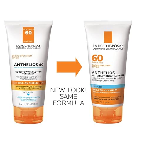 La Roche-Posay Anthelios Cooling Water Sunscreen Lotion for Face & Body, Broad Spectrum SPF + Antioxidants, Fast Absorbing Water-Like Texture, Oil Free Sunscreen, SPF 60, SPF 30