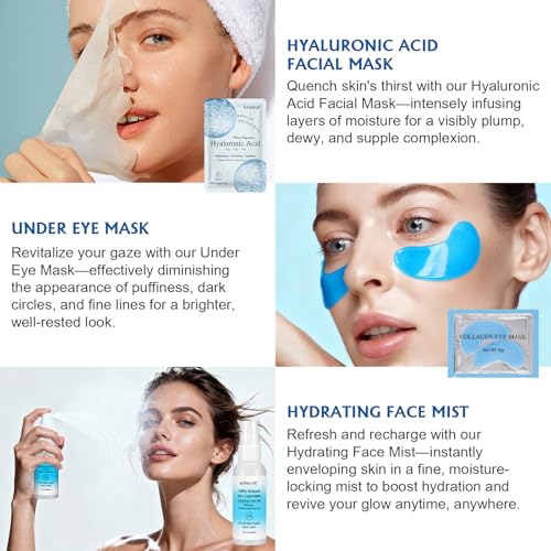 15 PACK Skincare Set with Facial Masks, Under Eye Patches, Face Mist, Lip Mask, Headband, Skin Care for Women, Travel Kit & Birtuday Gifts, Skin Care Gifts for Teens Girls, Mini Gifts Kit for Momen