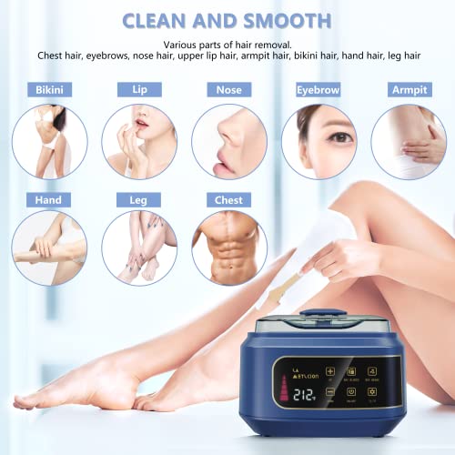 Smart Waxing Kit Wax Warmer For Hair Removal With Digital Display, 4.41lbs/2kg Hard Wax Beads, For Sensitive Skin, Armpit, Eyebrow, Bikini, Face, Nose, Legs