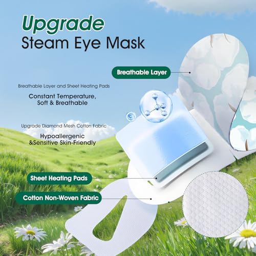 AROIC 120 Pack Steam Eye Masks Disposable for Dry Eyes, Heated Sleep Eye Mask for Women Warm Compress for Eyes, Relaxation Mothers Day Gifts, Travel Essentials - Lavender, Unscented, Chamomile, Rose