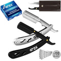 Straight Razors For Men 100 GTEX Barber Razor Blades - 2 Professional Single Blade Razors for Men Navajas Para Barbero Straight Edge Razor Barber Beard Razor Shavette Shaving Razor Kit