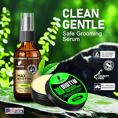 2 Pack Biotin Beard Growth Kit for Men ? Unscented Beard Oil & Balm ? Beard Care Set for Growth, Softening & Styling ? Gift for Father¡¯s Day & Christmas