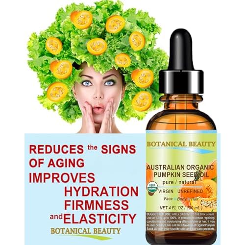 Botanical Beauty Australian ORGANIC PUMPKIN SEED OIL 100% Pure Natural Virgin Unrefined Cold Pressed Carrier Oil. 1 Fl.oz.- 30 ml. for Face, Skin, Hair, Lip, Nails