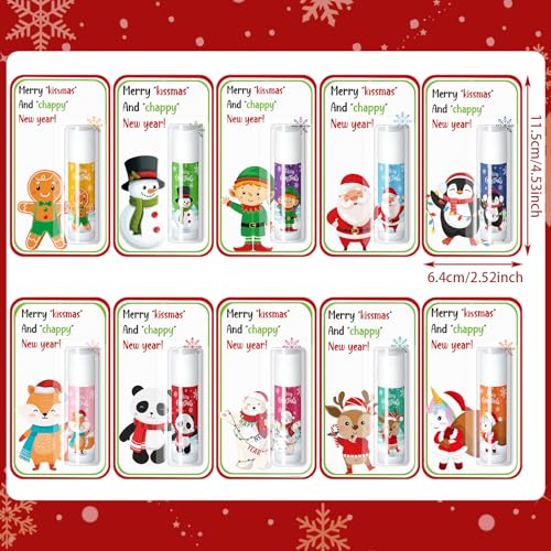 120 Pack Christmas Lip Balms Bulk Christmas Party Gifts Favors Stocking Stuffers Holiday Lip Balms Employee Staff Team Appreciation Gifts Thank You for Teacher Coworkers (Cute)