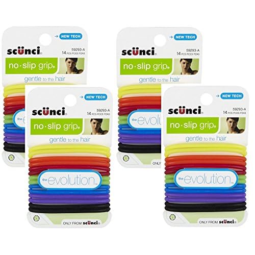 Scunci No-slip Grip Evolution Bright Jelly Ponytailers, 56-Count, Colors may vary