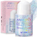Roll-on Holographic Body Glitter Gel for Face and Hair, Chameleon Color Changing Glitter Gel Under Light, Chunky Mermaid Sequins Shimmer Makeup for Halloween Party Rave Accessories (Glint-Rainbow)
