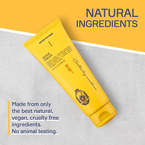 Seven Potions Lathering Shaving Cream for Men ? Smooth, Irritation-free Shave ? Soothing, Hydrating, Moisturising Shave Soap ? Natural, Vegan, Cruelty-Free (4.06 FL OZ)