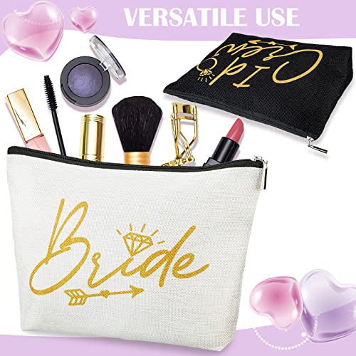 Sadnyy 11 Pieces Bridesmaid Makeup Bags I Do Crew Bachelorette Party Cosmetic Bags Bridesmaid Proposal Gifts for Women Bridal Party Favor Team Present Bridal Shower(White, Black)