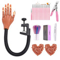 Nails Trainning Practice Hand for Acrylic Nail, Adjustable Fake Model Hands for Nails Practice, Flexible Movable Nail Tools Kits with Nail File, Nail Clipper, 200pcs Nail Tips and15 PCS Nail Brushes