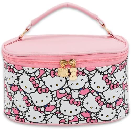 Fast Forward Hello Kitty Sanrio Cosmetics Vanity Pouch Bag Make Up Tote Authentic Metal Charm