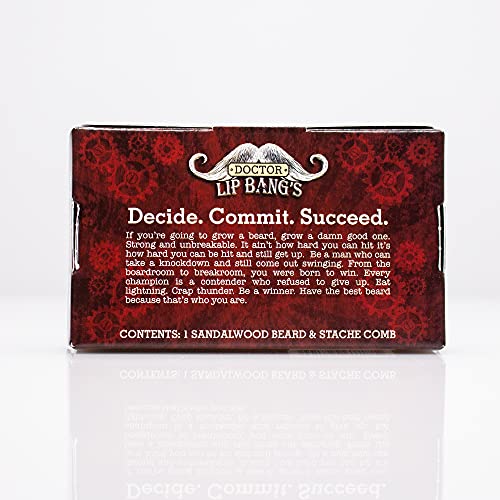 Doctor Lip Bang¡¯s Beard and Stache Comb | Vegan | Cruelty-Free | 100% All-Natural Sandalwood | Anti-Static | Dual-Action Teeth for All Beard Types | Handmade in the United States