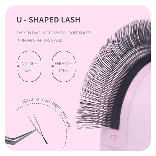 U Shape YY Eyelash Extension Makeup Mesh Net Cross 2D Y Shape Premade Fans Lash Extensions Hand Woven Natural Soft Faux Mink False Lashes (0.07 D,8-15mm Mix)
