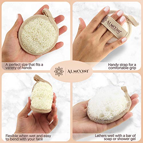 Premium Exfoliating Loofah Glove Pad Scrubber for Body and Face. Our Pads are Made with Natural Egyptian Shower Loofah Sponge That Gets You Clean, Not Just Spreading Soap