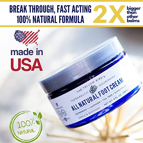 The Yellow Bird Foot Cream (8 oz) and Everything Soothing Balm (4 oz) Natural Skin Moisturizer for Hands, Feet, and Body.