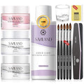 SAVILAND Acrylic Nail Kit: Big Capacity Acrylic Liquid 120ml and 30g Clear Pink White Powder Set with 5 Sizes Brushes for Beginner Nail Kit for Full Professional Nail Art Designs Home DIY Salon Gift