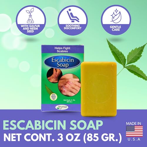 ARYMAR?Escabicin?Sulfur?Infused Soap Bar ? 3?oz Deep Cleanse for Oily & Acne?Prone Skin with Neem Oil