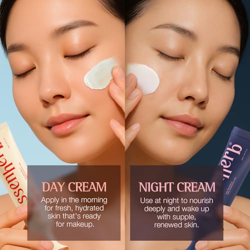 Day to Night Routine Program, Deep Hydration Day cream with Tocopherol(1.01oz) + Anti Wrinkle Night Cream with Retinol & Collagen(1.01oz), Vegan Face Moisturizer Set, Korean Skin Care