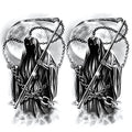 2 Sheets Arm Leg Waterproof Fake Temporary Tattoos Sticker Old School Grim Reaper Death