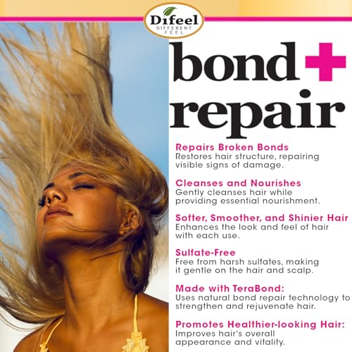 Difeel Bond & Repair Sulfate Free Shampoo, 33.8 oz - Restorative Bond Shampoo for Natural Hair