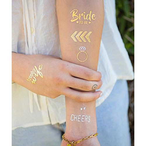Bachelorette Party Tattoos - Bachelorette Party Favors, Decorations & Supplies by Sterling James Co. - Girl's Night Out Temporary Metallic Tattoos