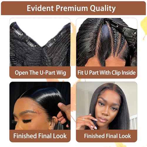 V Part Wig Human Hair Straight Vpart Human Hair Wig Upgrade U Part Glueless Half Wigs Human Hair Clip in V Part Wig Glueless With Elastic Drawstring No Leave Out for Women Beginner Friendly 18 Inch