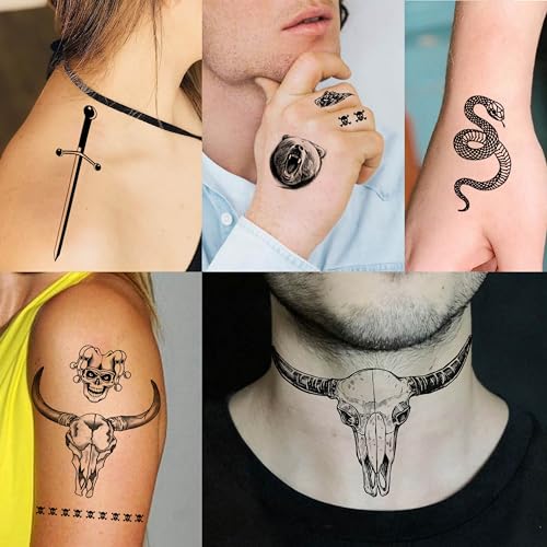 5 Sheets Large Malone Tattoos For Men Women Adults, Halloween Malone Face Tattoos Sticker Prisoner Prison Set, Barbed Wire Rapper Temporary Tattoo Sticker Inmate Party Accessories Makeup Kit