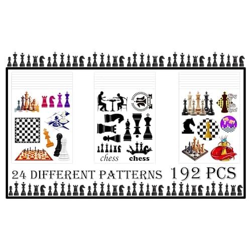192 Pcs Chess Theme Tattoos Temporary Stickers Chess Game Competition Team Birthday Party Favors Supplies Decorations Tattoos