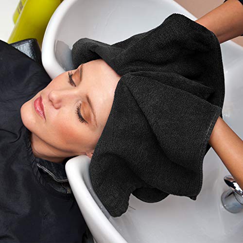 Utopia Towels, Salon Towel, Pack of 24, Not Bleach Proof, 16 by 27 Inches, Highly Absorbent Cotton Towels for Hand, Gym, Beauty, Spa, and Home Hair Care, Black